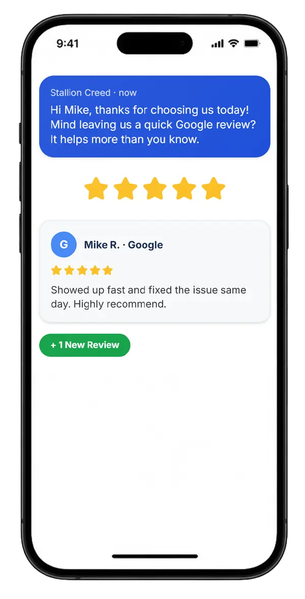 Google review request on a phone