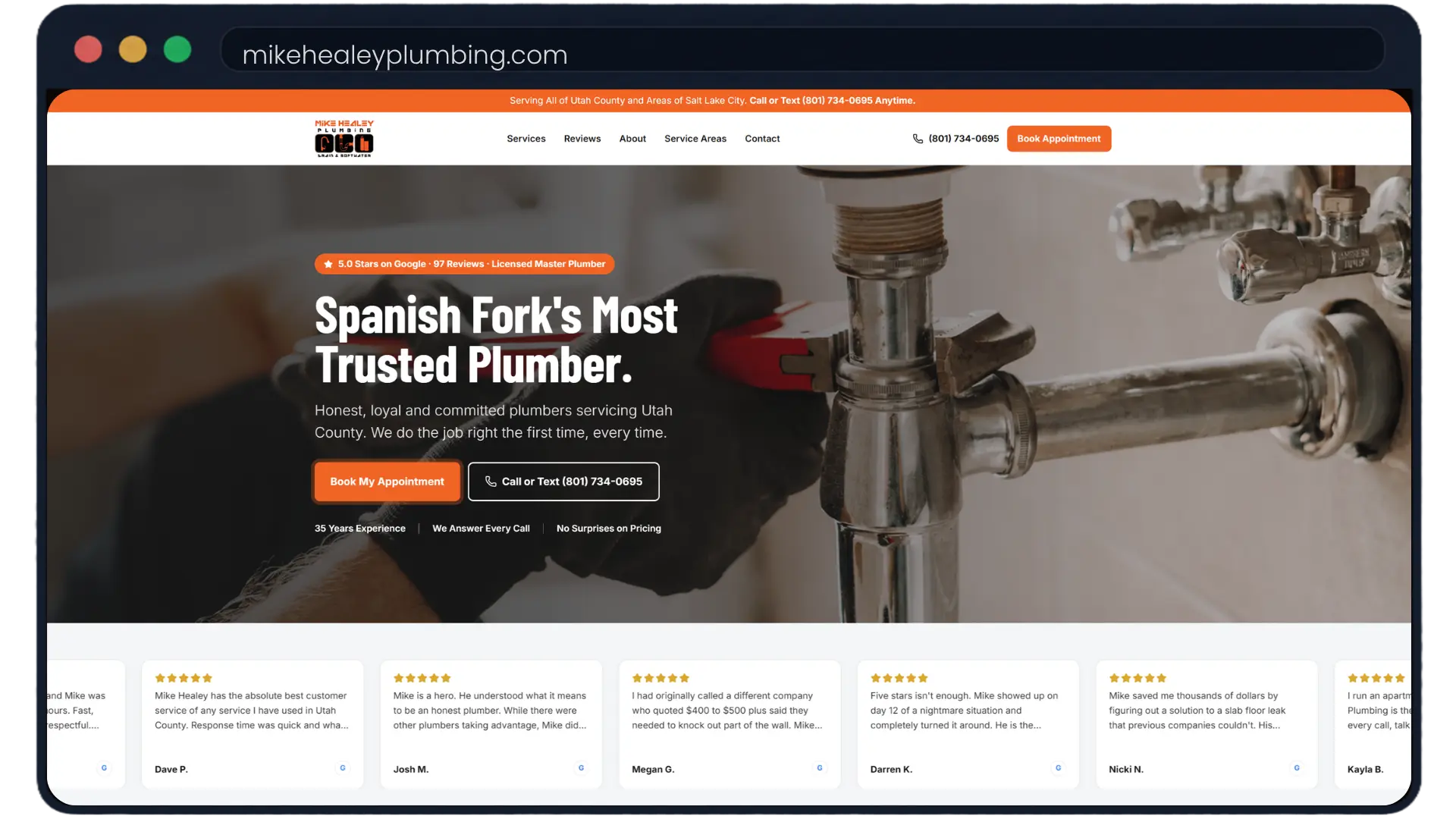 Mike Healey Plumbing contractor website design by Stallion Creed