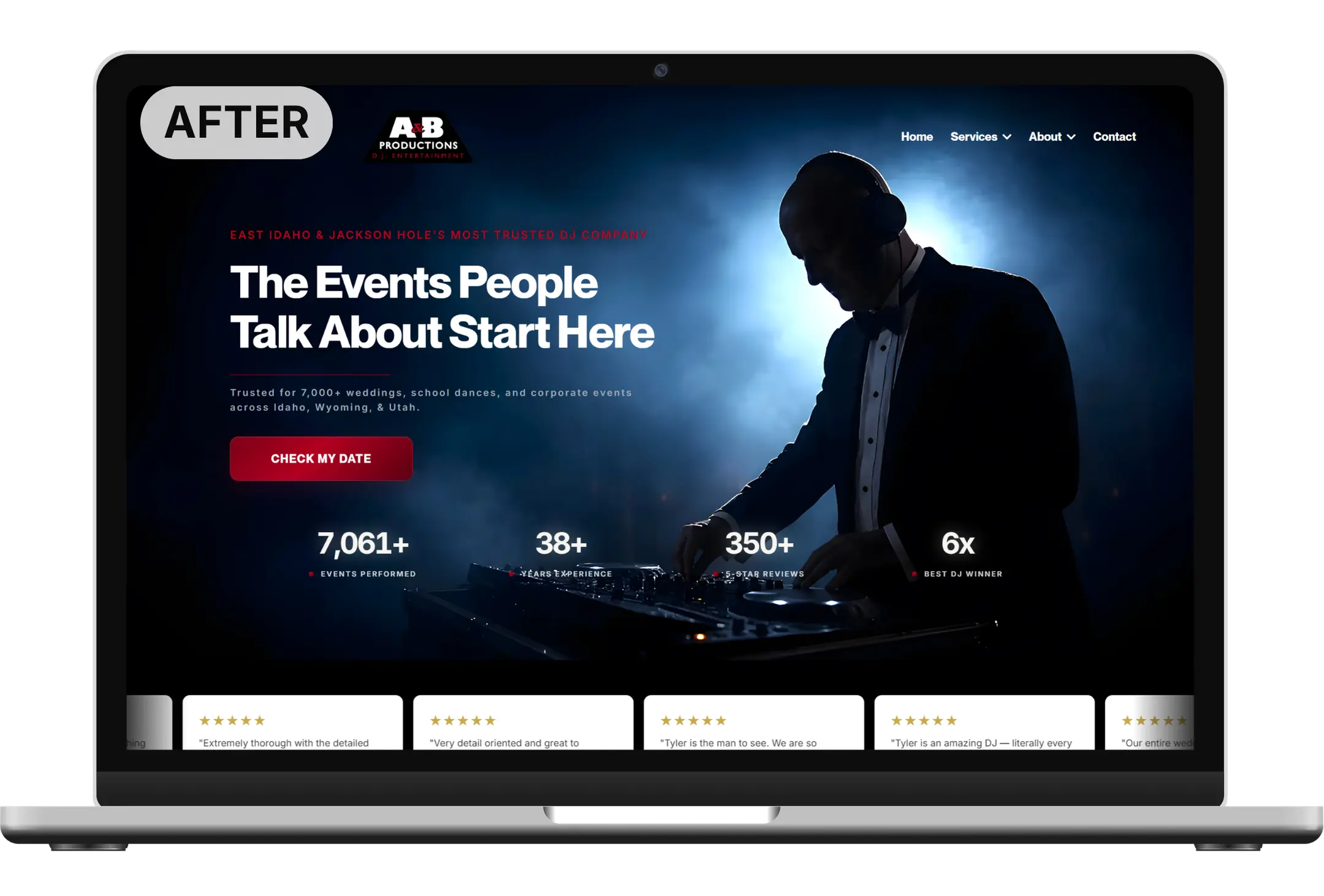 A&B Productions website after