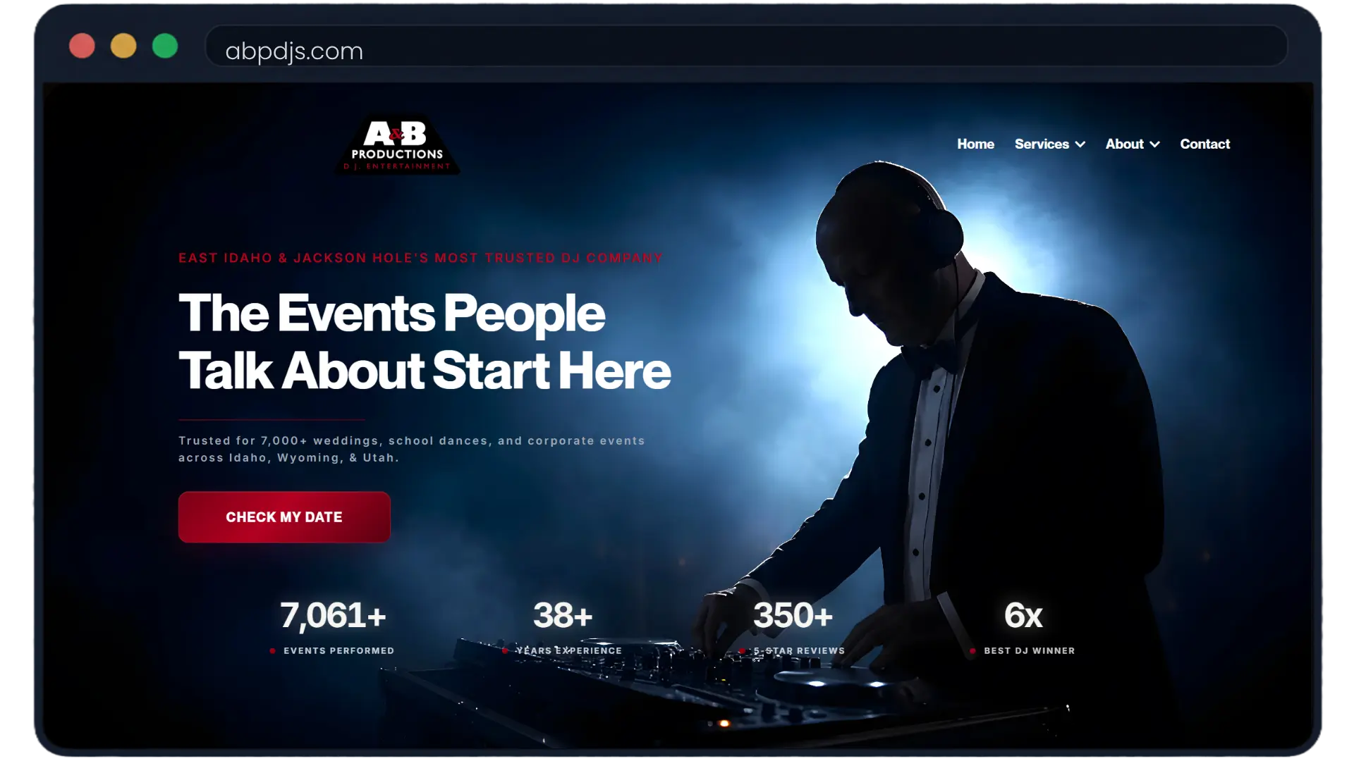 A&B Productions DJ and entertainment website design by Stallion Creed