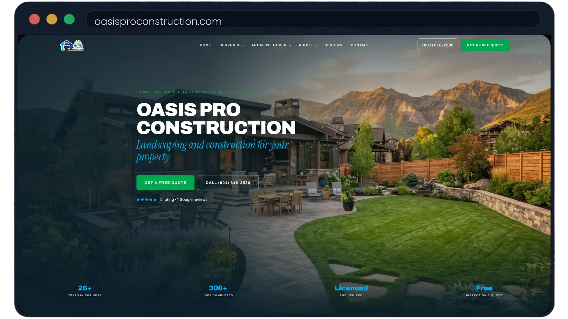 Oasis Pro Construction contractor website design by Stallion Creed