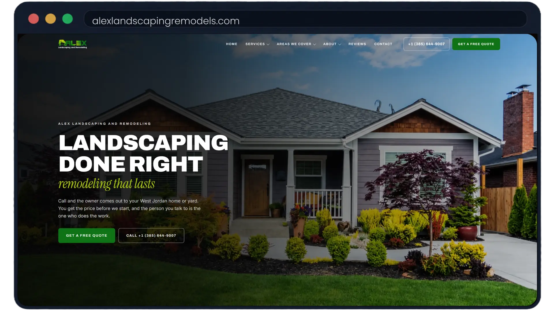 Alex Landscaping and Remodels contractor website design by Stallion Creed