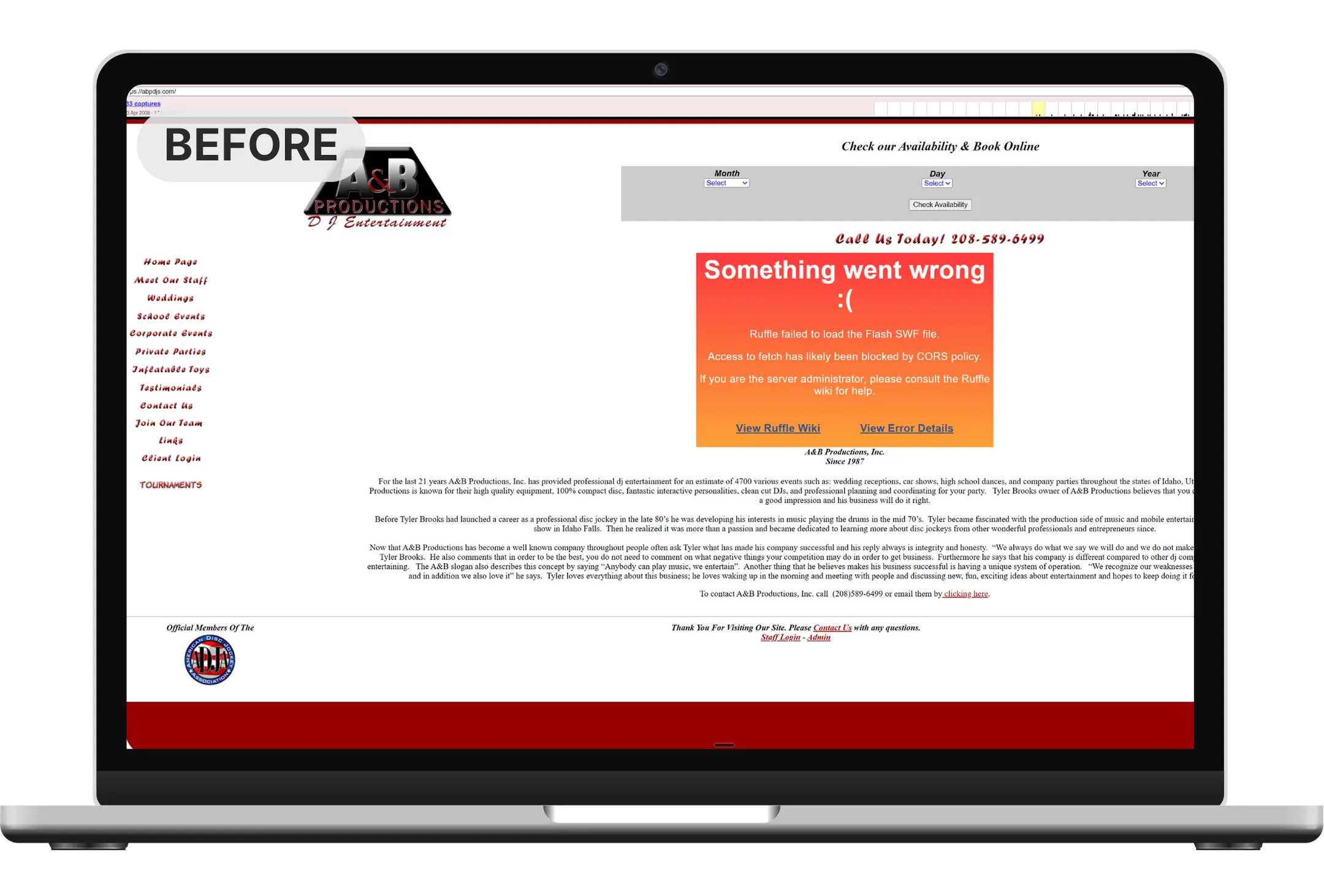 A&B Productions website before
