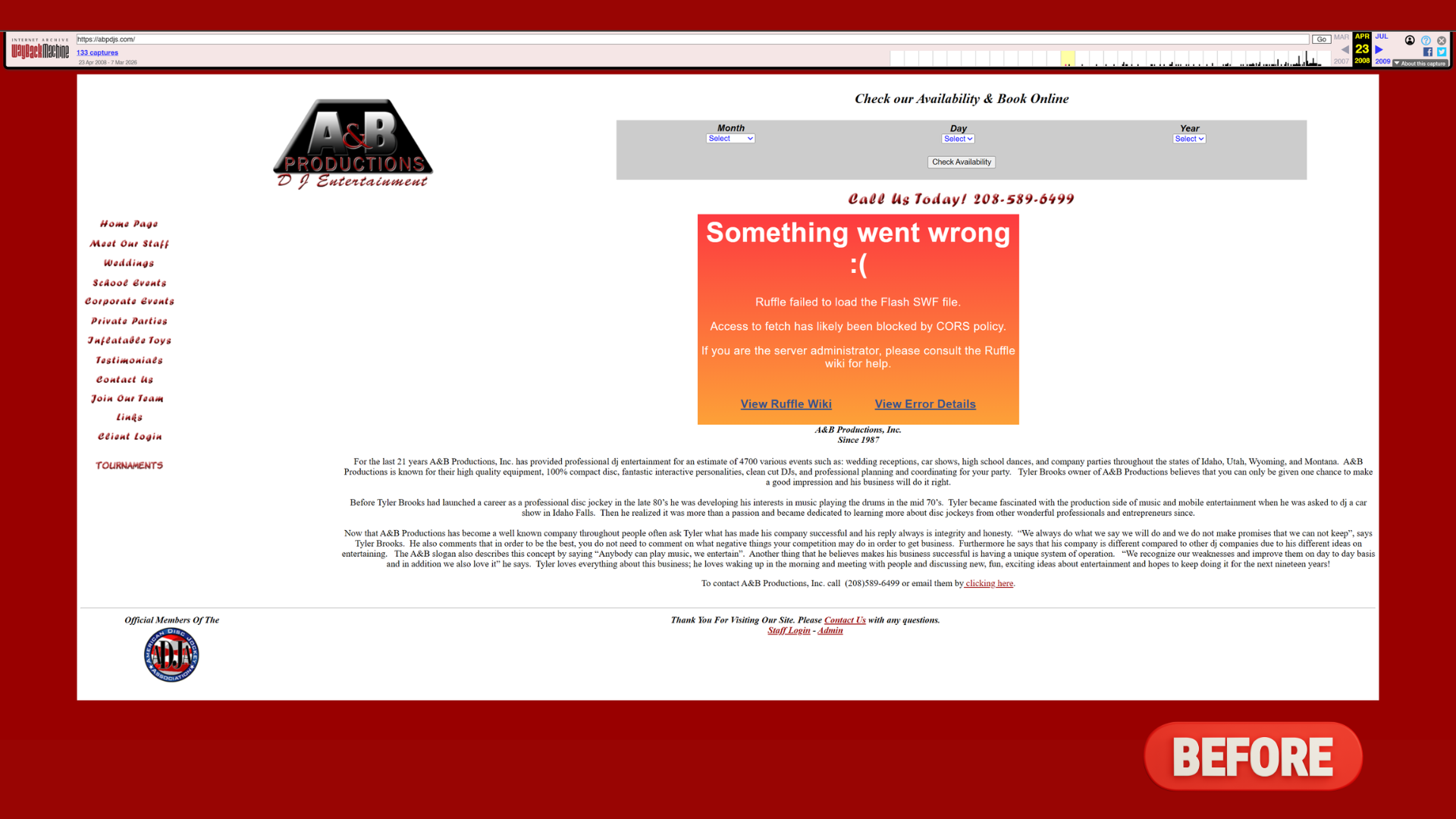 Outdated website before redesign